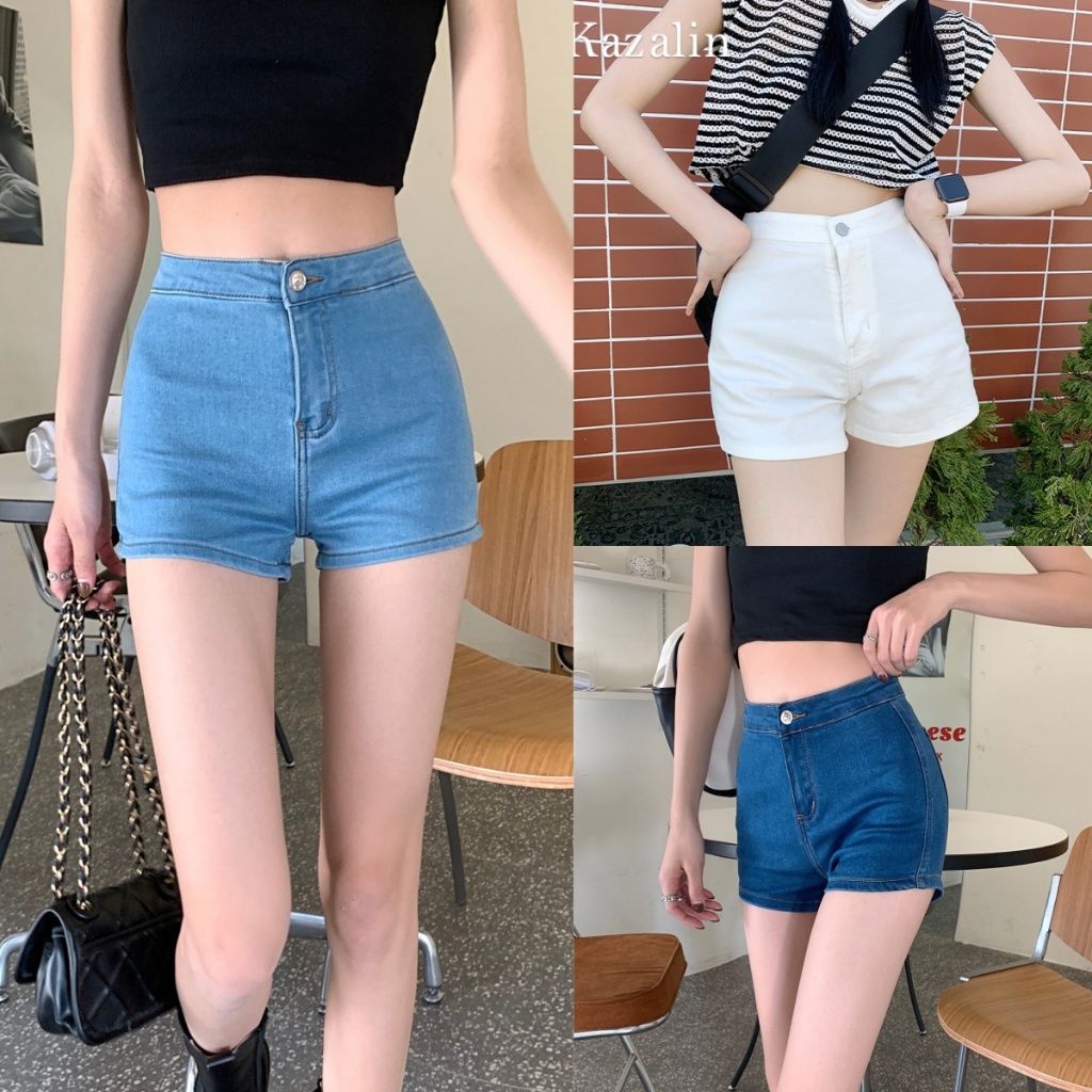 5สี กางเกงขาสั้น กางเกงเอวสูง ผ้ายืดได้ สไตล์สาวฮอต สไตล์เซ็กซี่ สไตล์ออลแมทช์ พรางหุ่น#11252