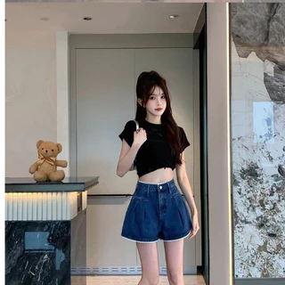 suzllrue7oกางเกงขาสั้นขอบตัดที่ทำให้ดูผอมเพรียวมาก ใส่ได้กับทุกชุด สบายและปกปิดสะโพกได้ดี 6606