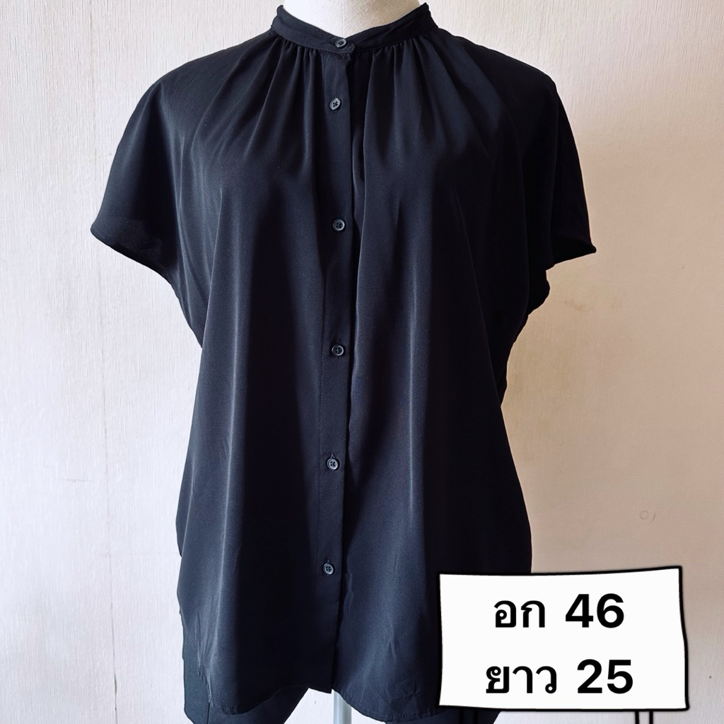 เสื้อเบลาส์ เสื้อคอจีน แบรนด์ GU มือสอง (E0005)