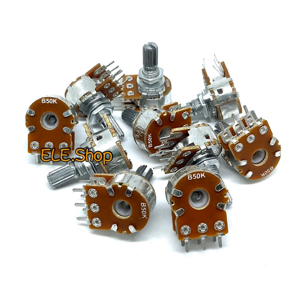 VR วอลลุ่ม 6 ขา VR 2 ชั้น แกนยาว17มิล ตัวต้านทานปรับค่าได้ 1K 2K 5K 10K 20K 50K 100K 250K 500K 1M