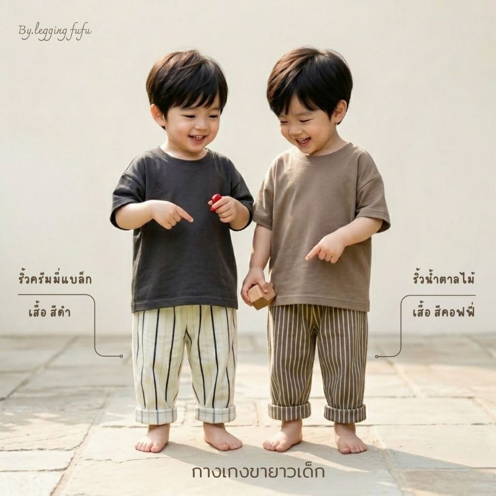 FUFU เสื้อผ้าแฟชั่นเด็ก กางเกงขาตรงเด็ก ขนาด 1-4ปี กางเกงขายาว  ใส่ได้ทั้งเด็กชาย/เด็กหญิง (STP-2) รูปที่ 5