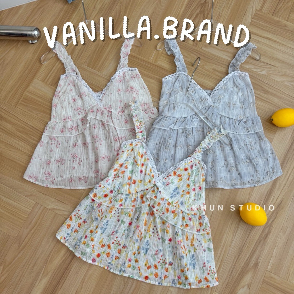 เสื้อสายเดี่ยวสายสม็อคระบาย -kn / VB0658