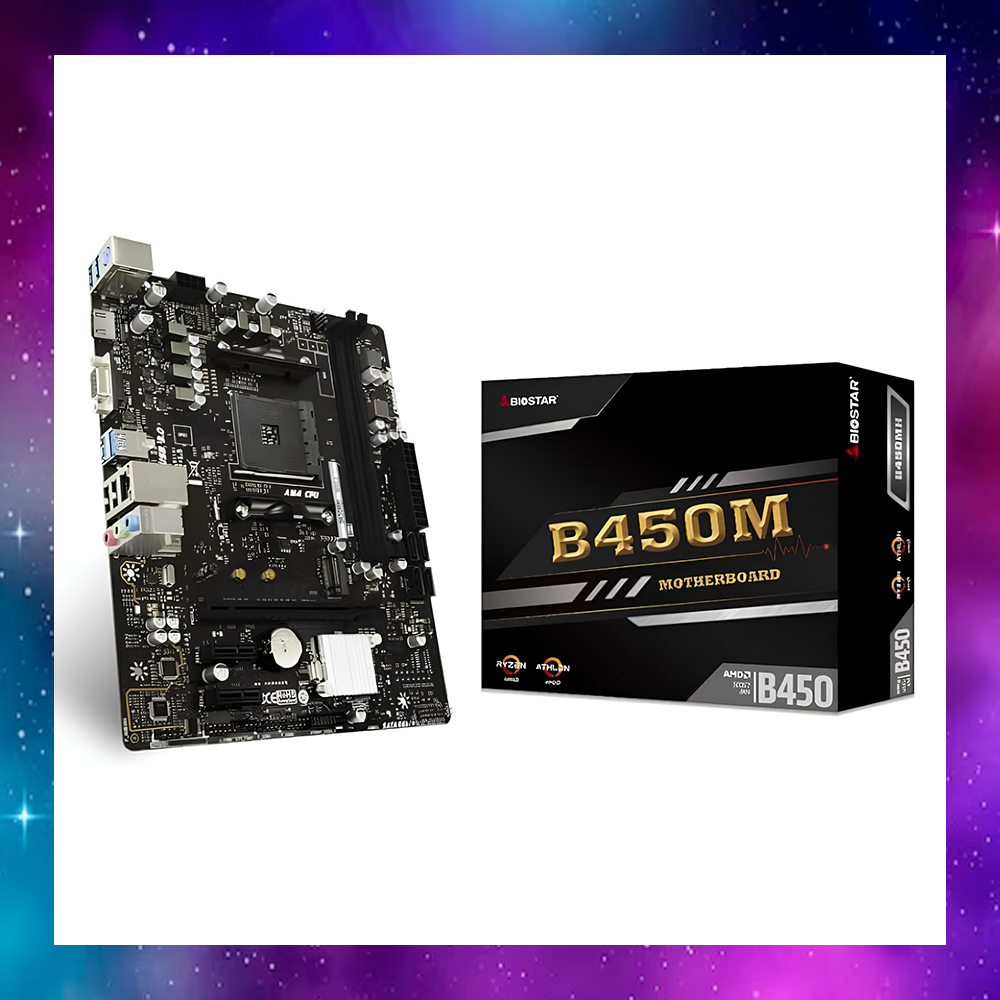 MAINBOARD (เมนบอร์ด) AM4 BIOSTAR B450MH V.6.3 RYZEN ไม่มีฝาหลัง ใช้งานปกติ