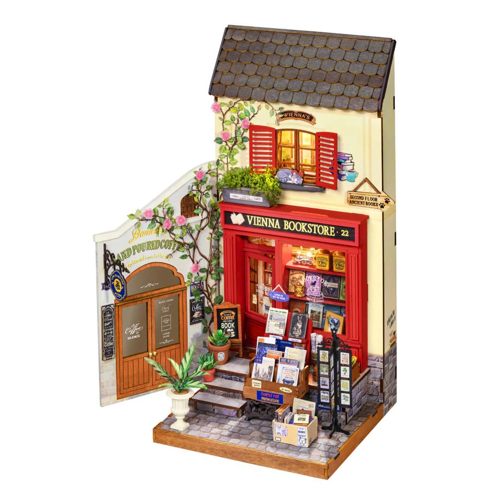 Rolife DIY Miniature Dollhouse - Vienna Bookstore โมเดลบ้าน ตัวต่อไม้ บ้านตุ๊กตา | ของแต่งบ้าน ของเล่นศิลปะ DIY