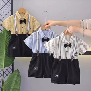 Babyonline(Y518)2K6 (ส่งด่วน1วัน)ชุดเอี๊ยมเสื้อแขนสั้นกางเกงขาสั้น สำหรับเด็กผู้ชายระบายอากาศได้ดี