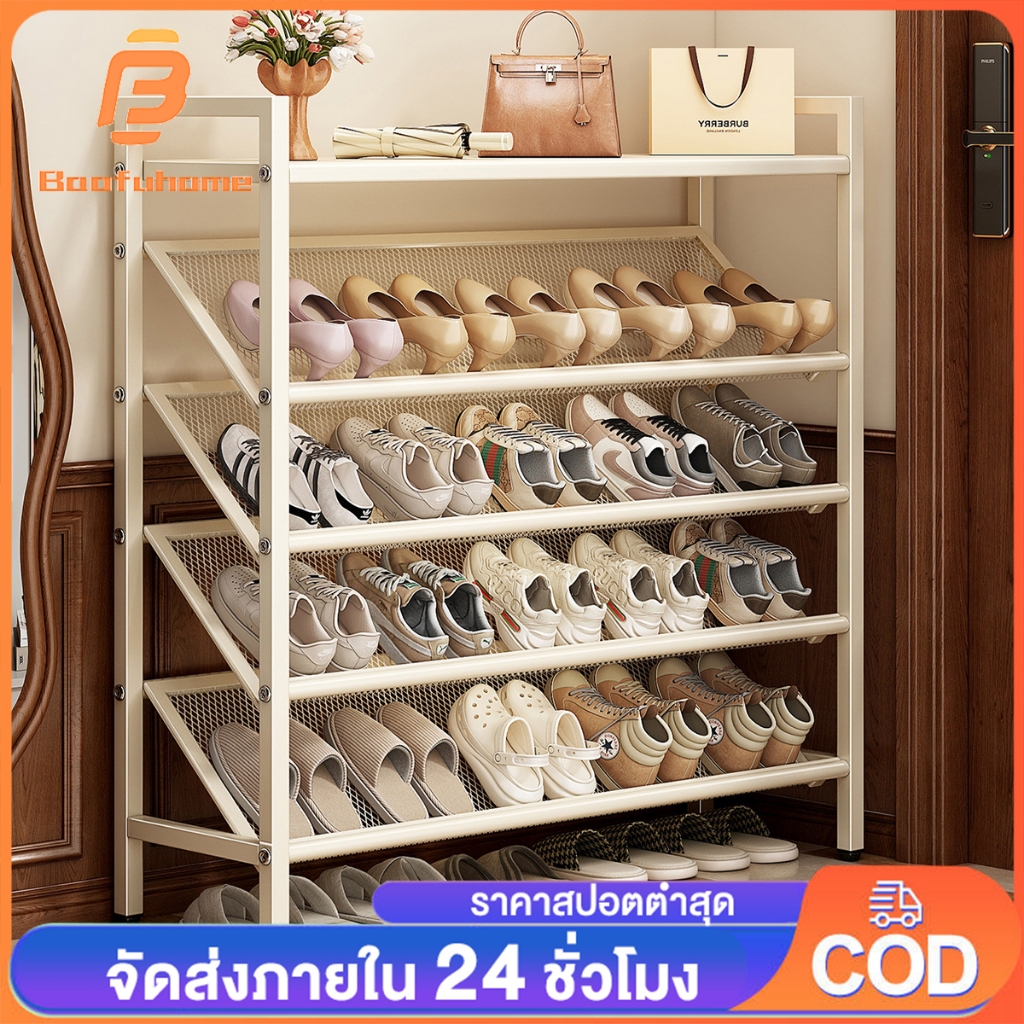 ชั้นรองเท้า ตะข่ายระบายอากาศ ชั้นวางรองเท้าแบบโครงเหล็ก ทนทาน ชั้นวางรองเท้า และประกอบได้ง่าย