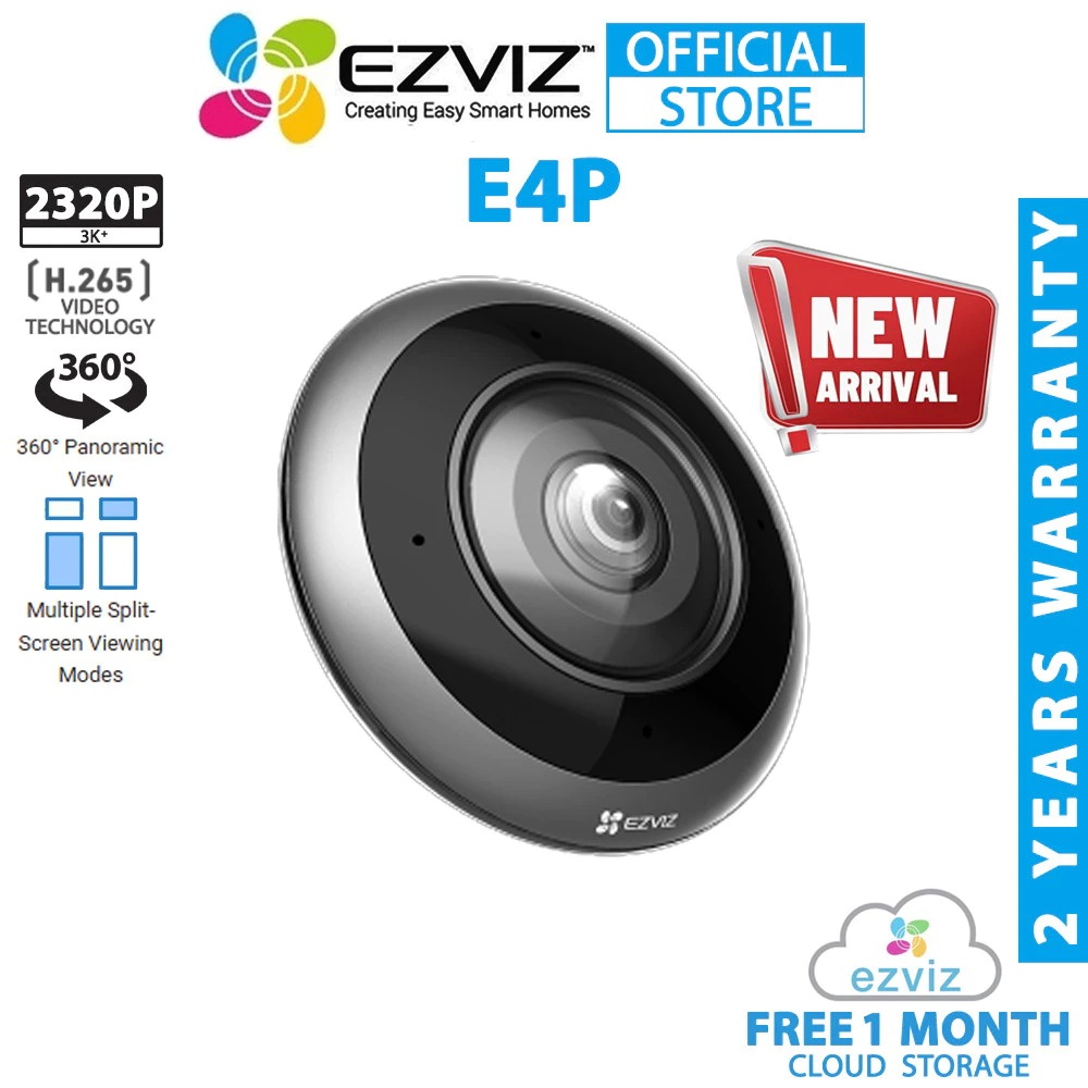 EZVIZ E4P 6MP 3K+ Smart Wi-Fi Panoramic Fisheye Camera พร้อมดีไซน์ทันสมัย คมชัดไร้จุดบอด 360°