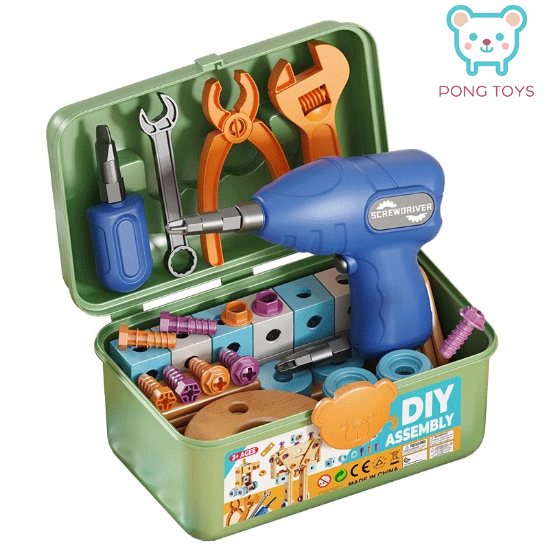 ของเล่นDIY บล็อกรูปทรงต่างๆ เครื่องมือช่างเด็ก สว่านไฟฟ้าเด็ก ของเล่นช่างซ่อม ของเล่นบทบาทสม