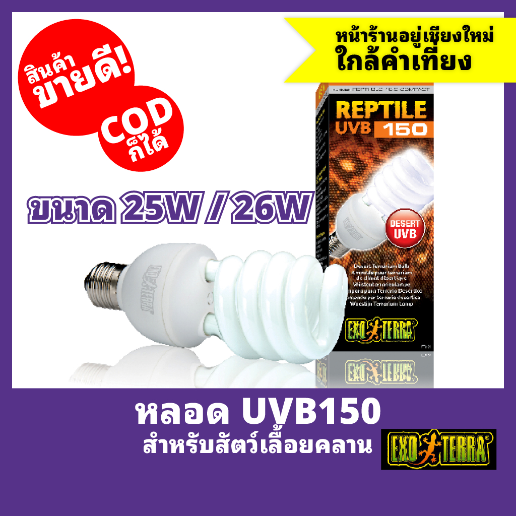 หลอด UVB150 25W หลอดไฟ UVB กับสัตว์เลื้อนคลาน Exo Terra Reptile UVB