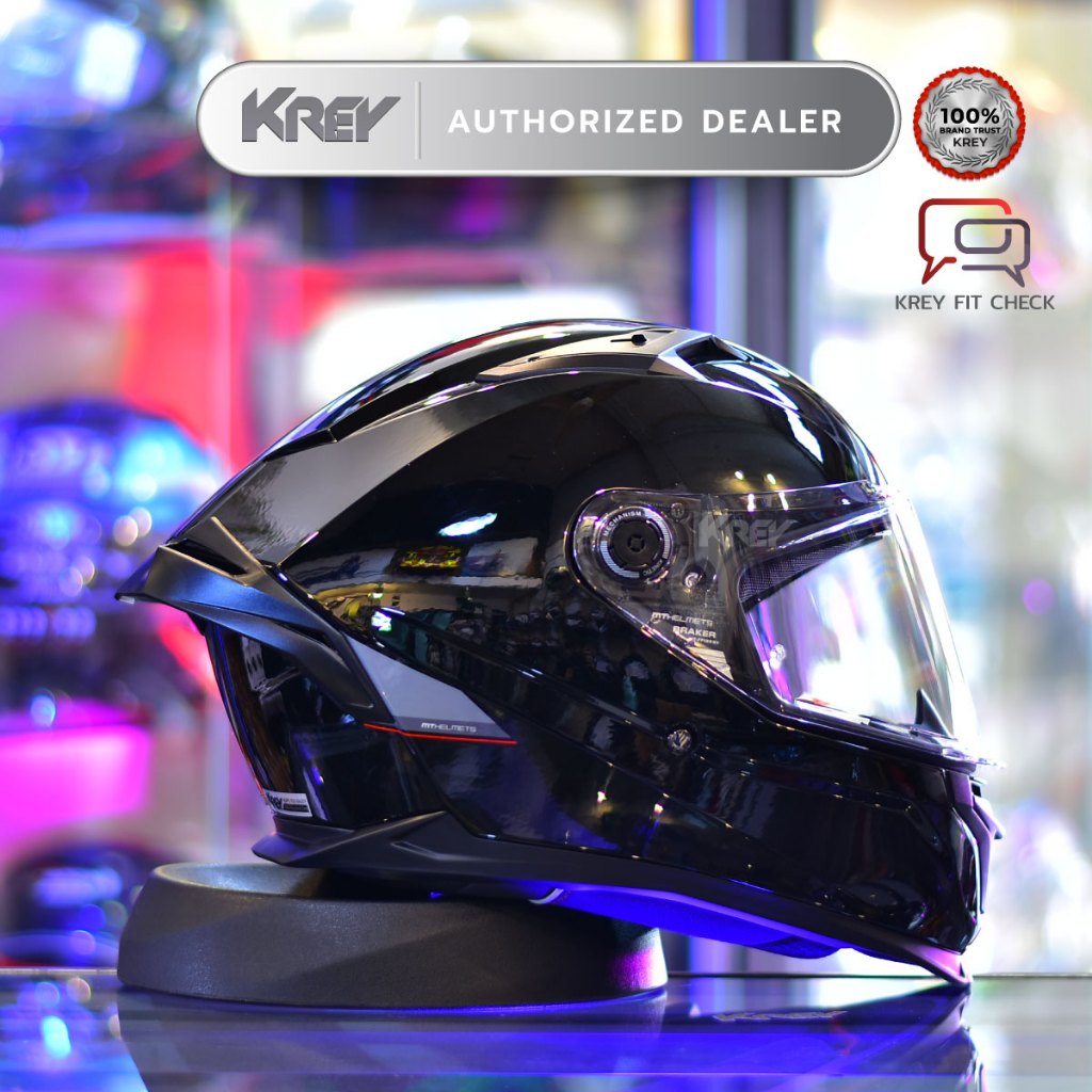หมวกกันน็อค MT รุ่น BRAKER SV SOLID GLOSSY BLACK แว่น 2 ชั้น (แถมโม่ง WIND มูลค่า 290฿)