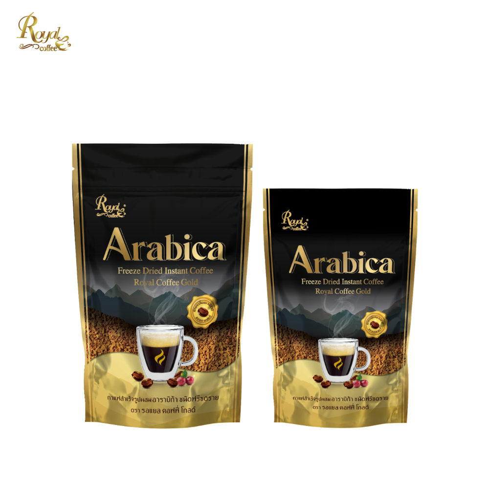 รอแยล-คอฟฟี่ อาราบิก้า กาแฟฟรีซดราย กาแฟดำ ขนาด รุ่น 50 กรัม 100 กรัม Royal Coffee Gold (1ถุงตั้ง)