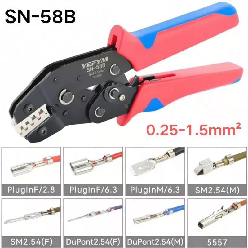 SN-58B คีมย้ำสายไฟ ขอบเขตการใช้งาน 0.25-1.5mm²