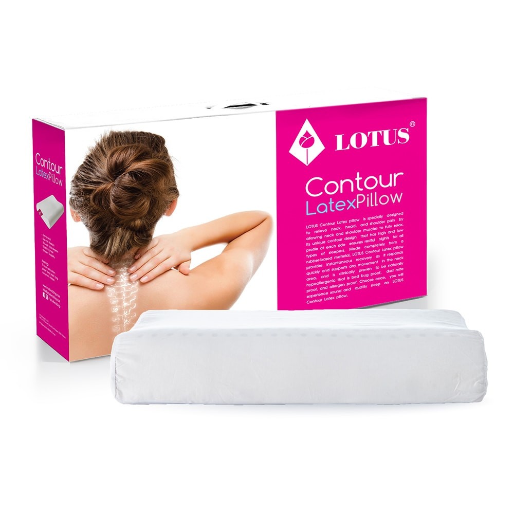 LOTUS หมอนหนุนยางพาราแท้ 100% รุ่น Neck Contour Latex ส่งฟรี