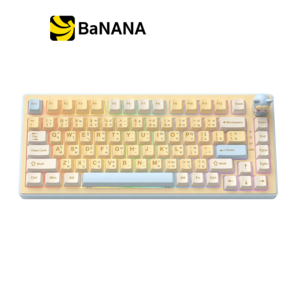 คีย์บอร์ดเกมมิ่ง Onikuma Umi MT707 82-key Triple-Mode Mechanical White/Blue by Banana IT