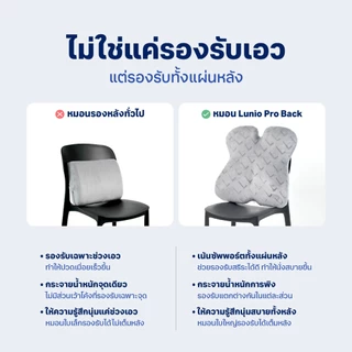 Lunio Ergo เบาะรองหลัง ใบใหญ่รองรับเต็มแผ่นหลัง ช่วยปรับท่านั่งให้หลังตรง ลดอาการออฟฟิศซินโดรม รุ่น Pro Back Cushion