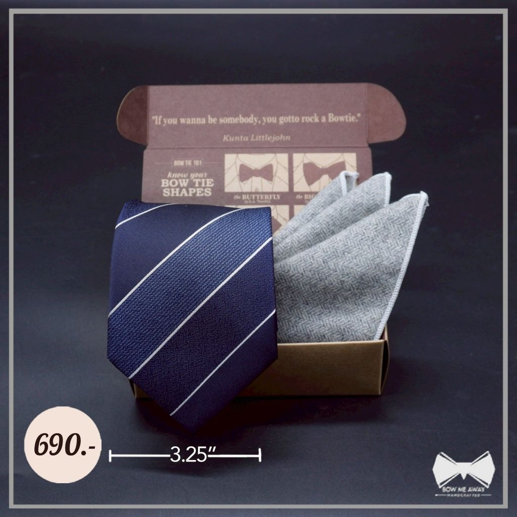 เซ็ทเนคไทกรมท่าลายทาง + ผ้าเช็ดหน้าสูท