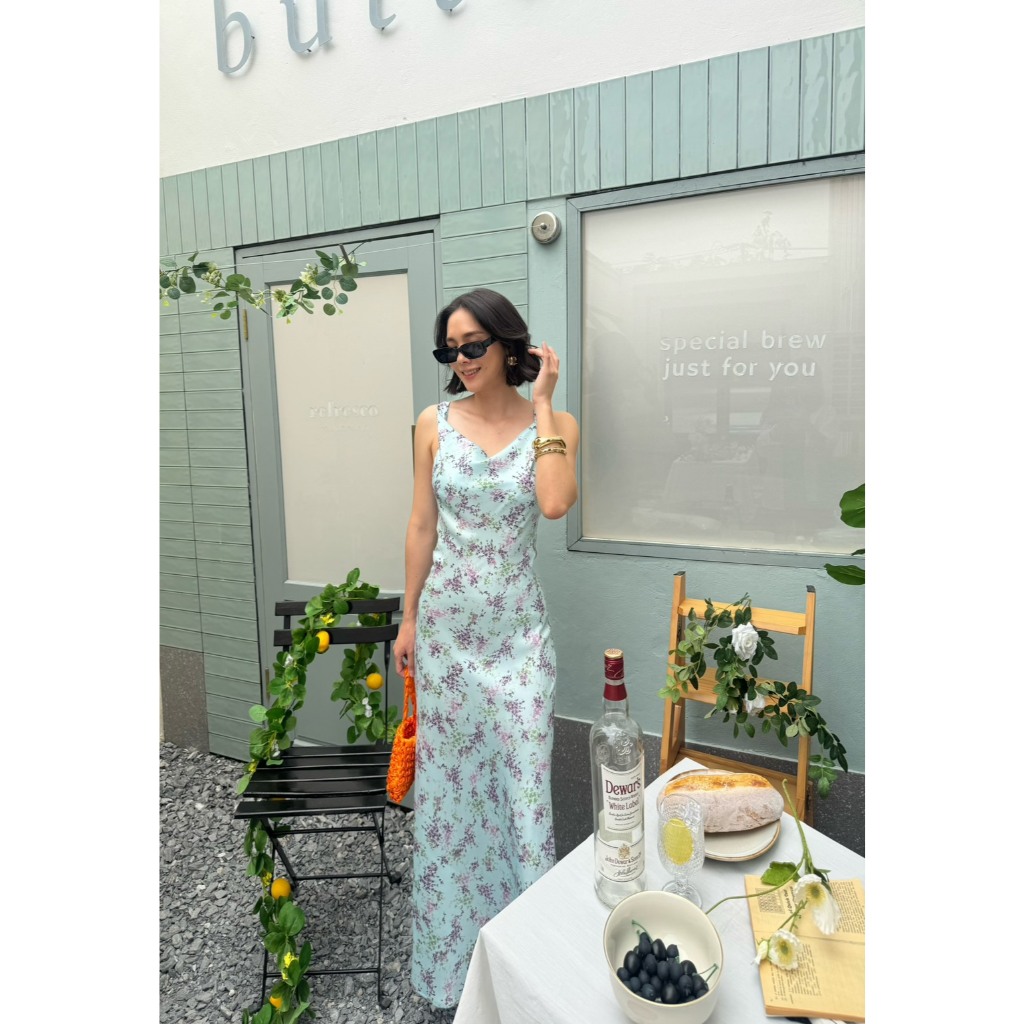 colourblockmatter - Fleur Dress เดรสไปทะเล เดรสออกงาน เดรสไปงาน เดรสซาติน เดรสพิมพ์ลายดอก มี 3 สี