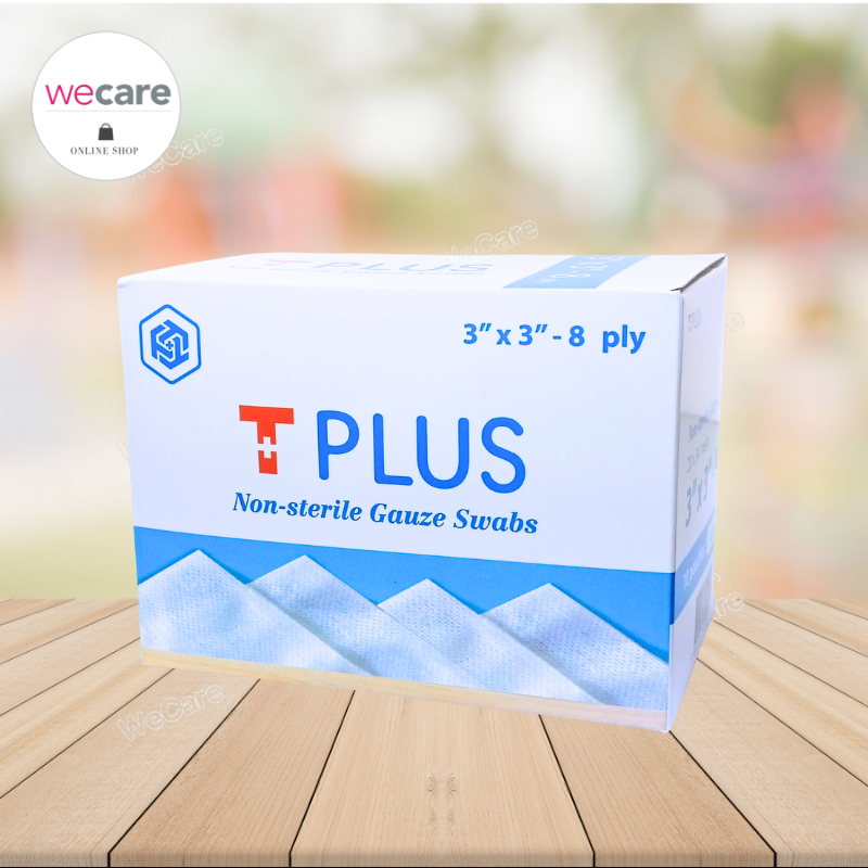 T Plus Gauze pad non sterile ผ้าก๊อซปิดแผล (ขนาด 3X3 นิ้ว) กล่อง 10ซอง