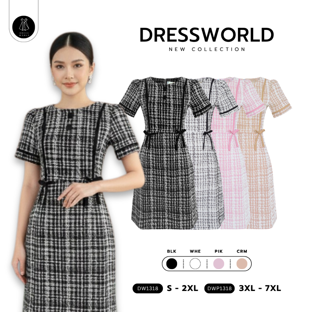 Fairyangelstore - เดรสยาวทรงเอคอกลมเอวแต่งโบว์ (DW1318)