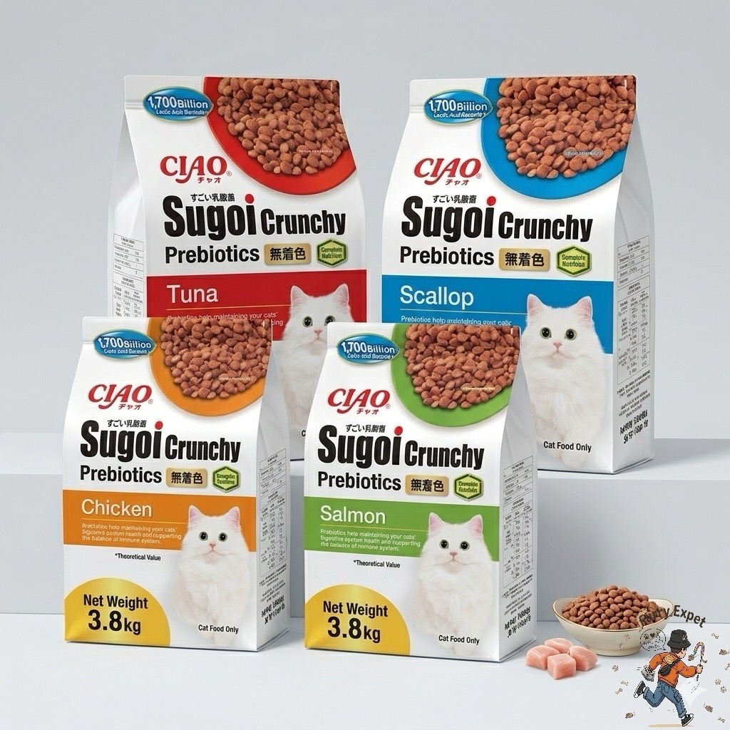 Ciao - Sugoi Crunchy Prebiotics เชา สุโก้ย ครันชี่ อาหารแมว พรีเมี่ยม อาหารสูตรสารอาหารครบถ้วน