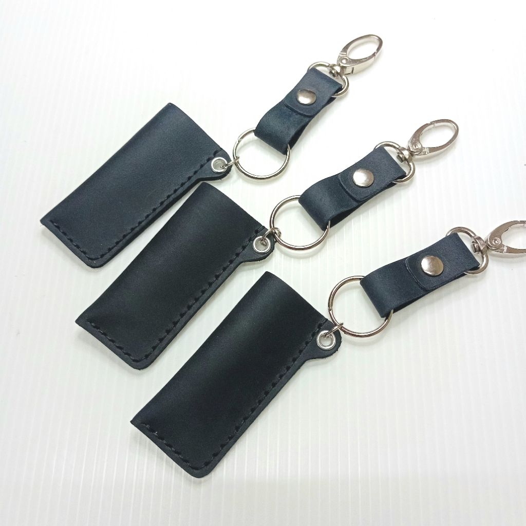 ซองไฟแช็คหนังแท้ พร้อมพวงกุญแจหนังแท้ (B1)ใส่ไฟแช็คธรรมดา handmade