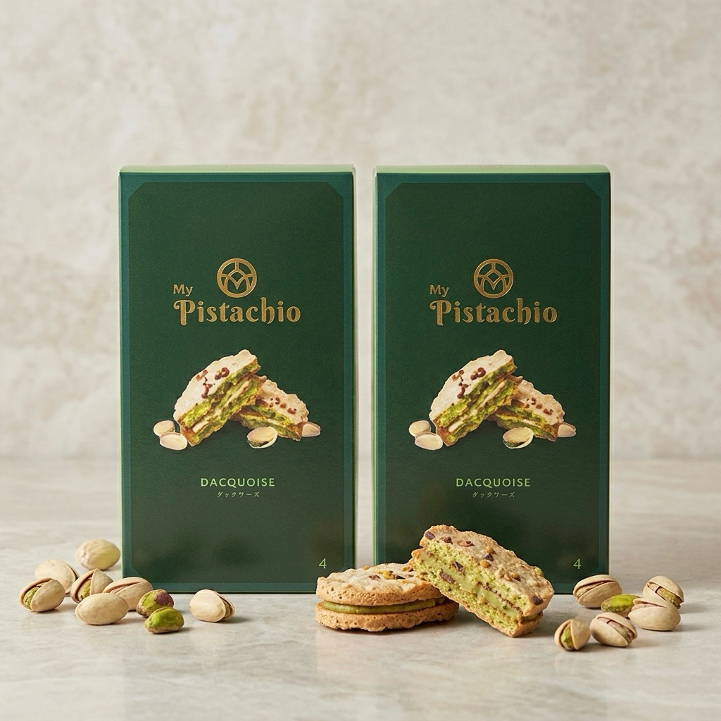 พร้อมส่งในไทย My Pistachio-Dacquoise ขนมอบสไตล์ฝรั่งเศสสอดไส้ครีมพิสตาชิโอแบบเน้นๆโรยท็อปปิ้งพิสตาชิโอ