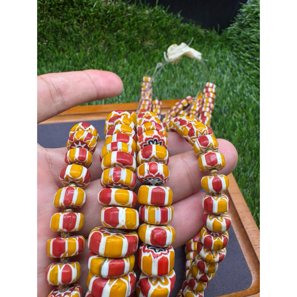 Nepal Handmade Glass Beads Strand Multicolor Trade Beads African Style Donut Spacer Jewelry Craft Su