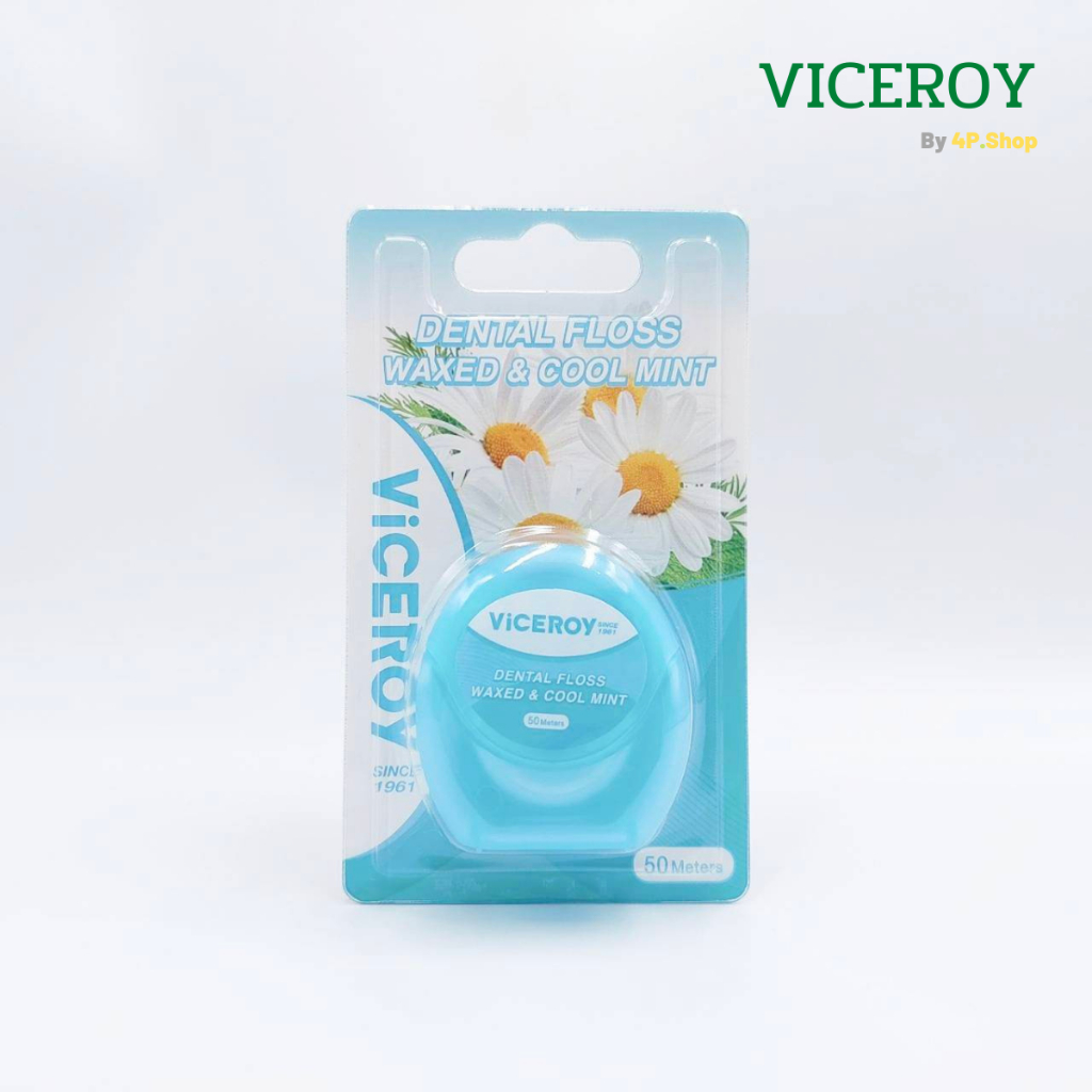 VICEROY เส้นไหมขัดฟันกลิ่นมินต์ เคลือบขี้ผึ้ง 50 เมตร เส้นไหมไนลอน 630D มีความเหนียวนุ่ม ทนทาน ดีต่อ