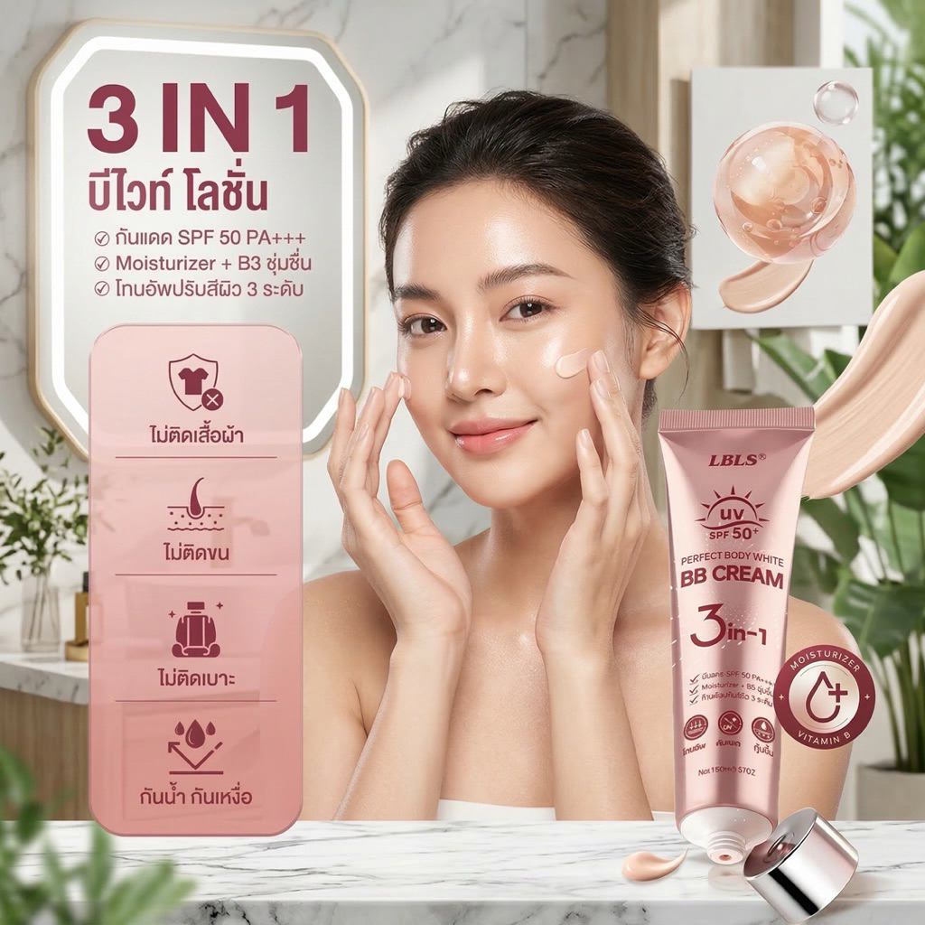 LBLS 3 IN 1 โทนอัพ กันแดด ชุ่มชื้น โทนอัพ สำหรับผิวกาย ขนาด 150 ML （T88）