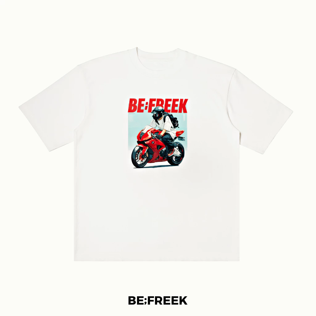 BE;FREEK x HATEBERRY GO GO! BIKER WHITE ORIGINAL T-SHIRT LIMITED