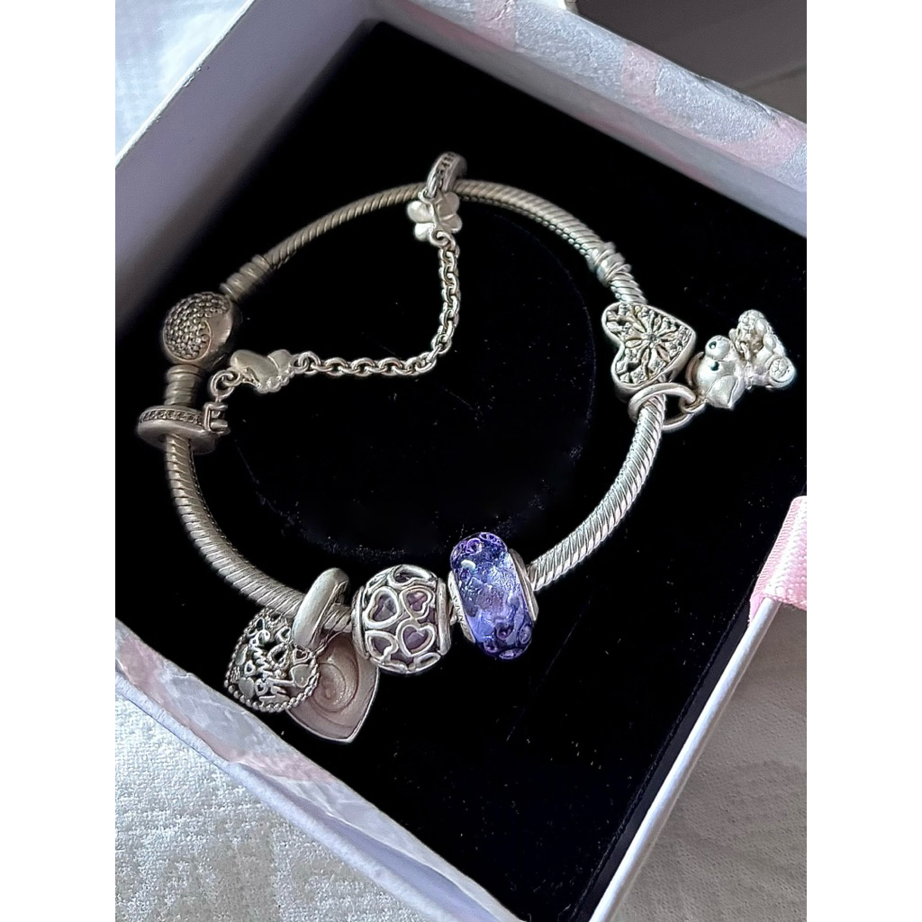 พร้อมส่ง Pandora Murano Wavy Lavender มูราโน่ ชาร์ม มูม่วง [ Used Like New ]