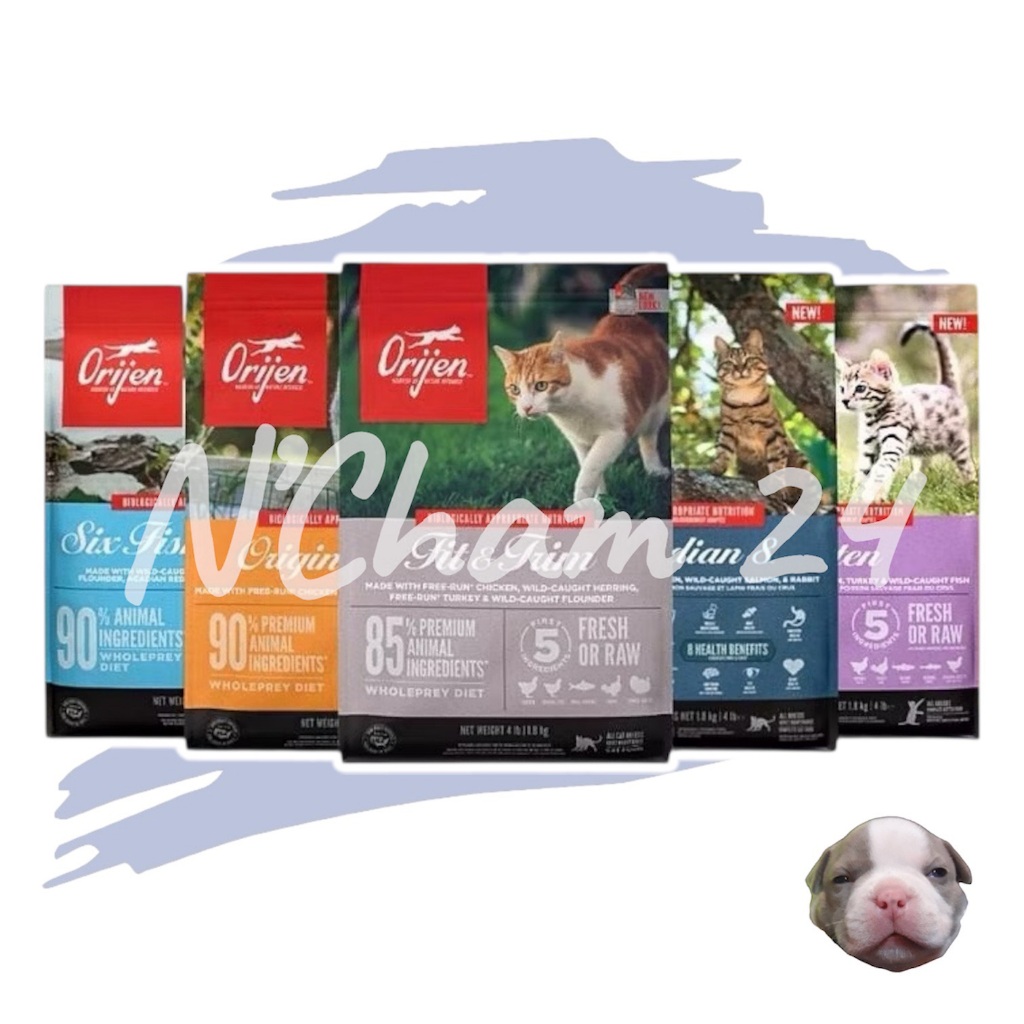 (fit&trimแถม85gเพิ่ม4ถุง) Orijen cat ขนาด 1.8 กิโลกรัม อาหารแมวเกรด Holistic, Grain-Free จากแคนนาดา