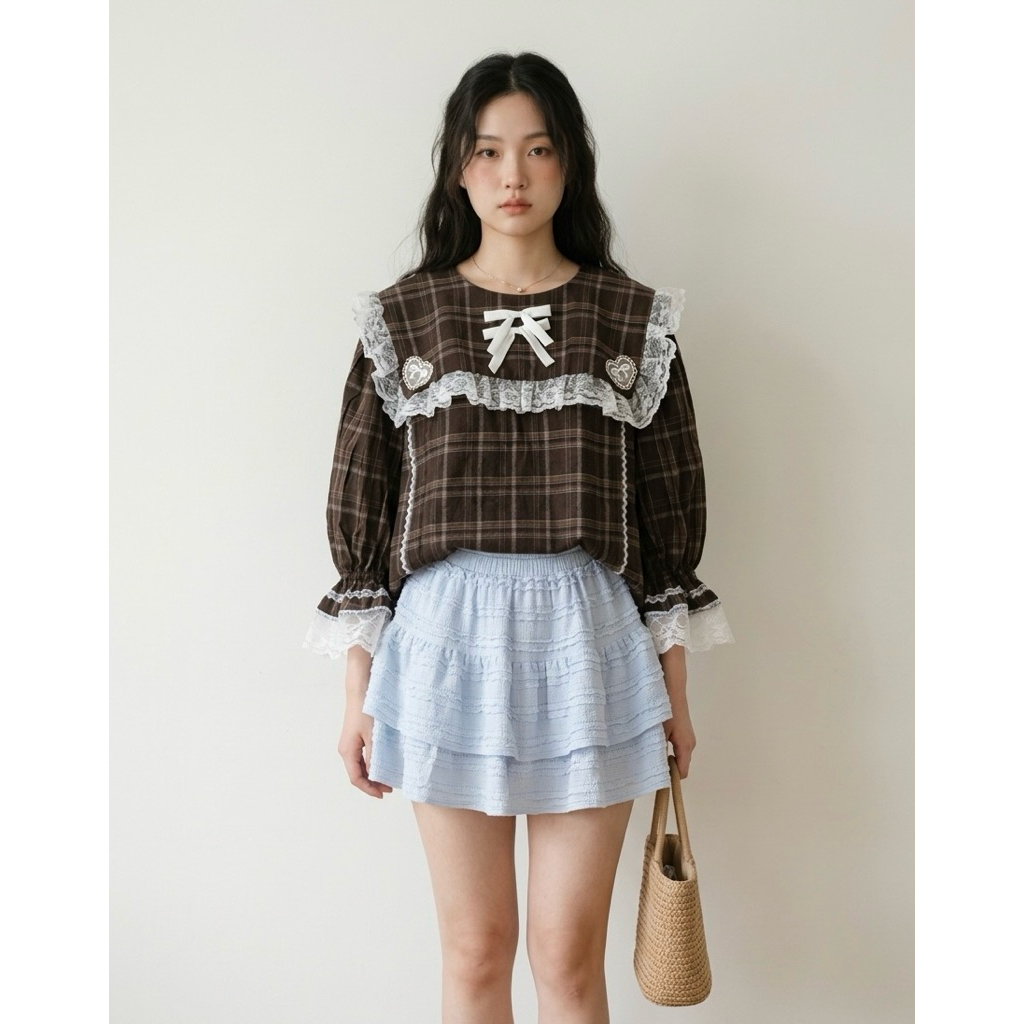 Sister Skirt (soft blue / lavender) ราคา ถูกที่สุด ดีลบีเคเค แกลเลอรีภาพที่ 3