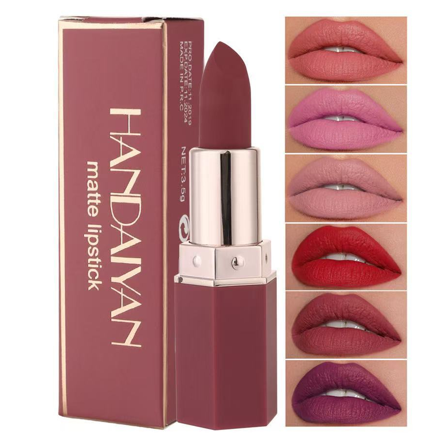 ลิปสติกเนื้อแมทกำมะหยี่ มี 6 สีให้เลือก กันน้ำ ติดทนนาน ลิปสติกสีนู้ดเซ็กซี่ ถ้วยไม่ติด แต่งหน้า ลิปทินท์ ให้ความชุ่มชื้