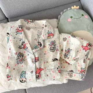 ชุดนอนลายริ้วสีเขียวลายสุนัขน่ารัก 2ชิ้น เสื้อสั้น กางเกงขาสั้น เหมาะฤดูร้อน ไซส์ M-2XL ส่งจากไทย