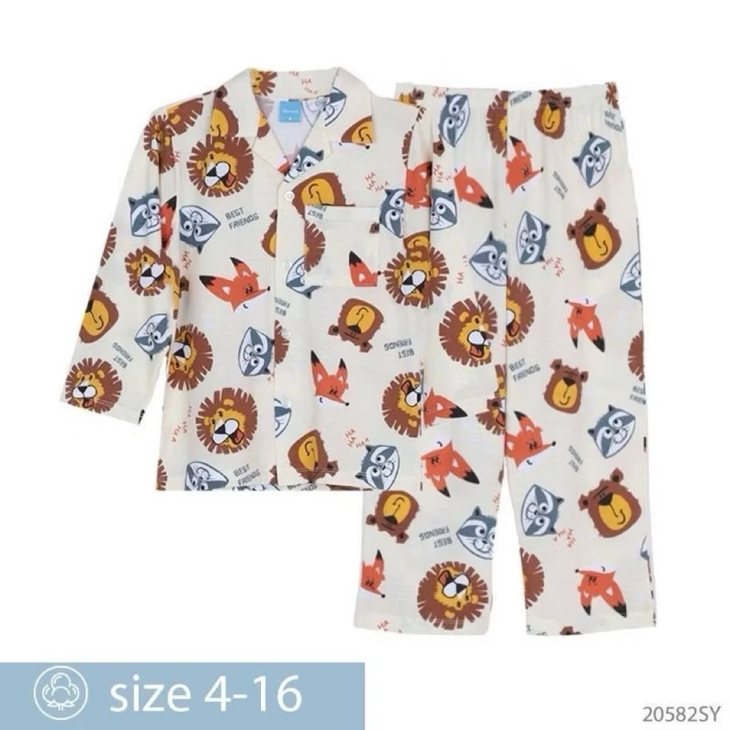 (New in pack!) Josilins (Momoji) - ชุดนอนเด็กผู้ชาย ลายสิงโต🦁สีเหลือง / Size 4