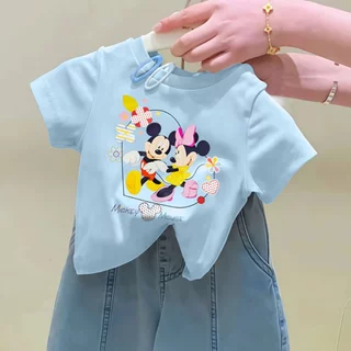 Beryl kids🌸เสื้อผ้าเด็กฤดูร้อน🎀เสื้อยืดแขนสั้นเด็กหญิง คอกลม พิมพ์ลายการ์ตูนน่ารัก ลำลองและทันสมัย สวมใส่สบาย