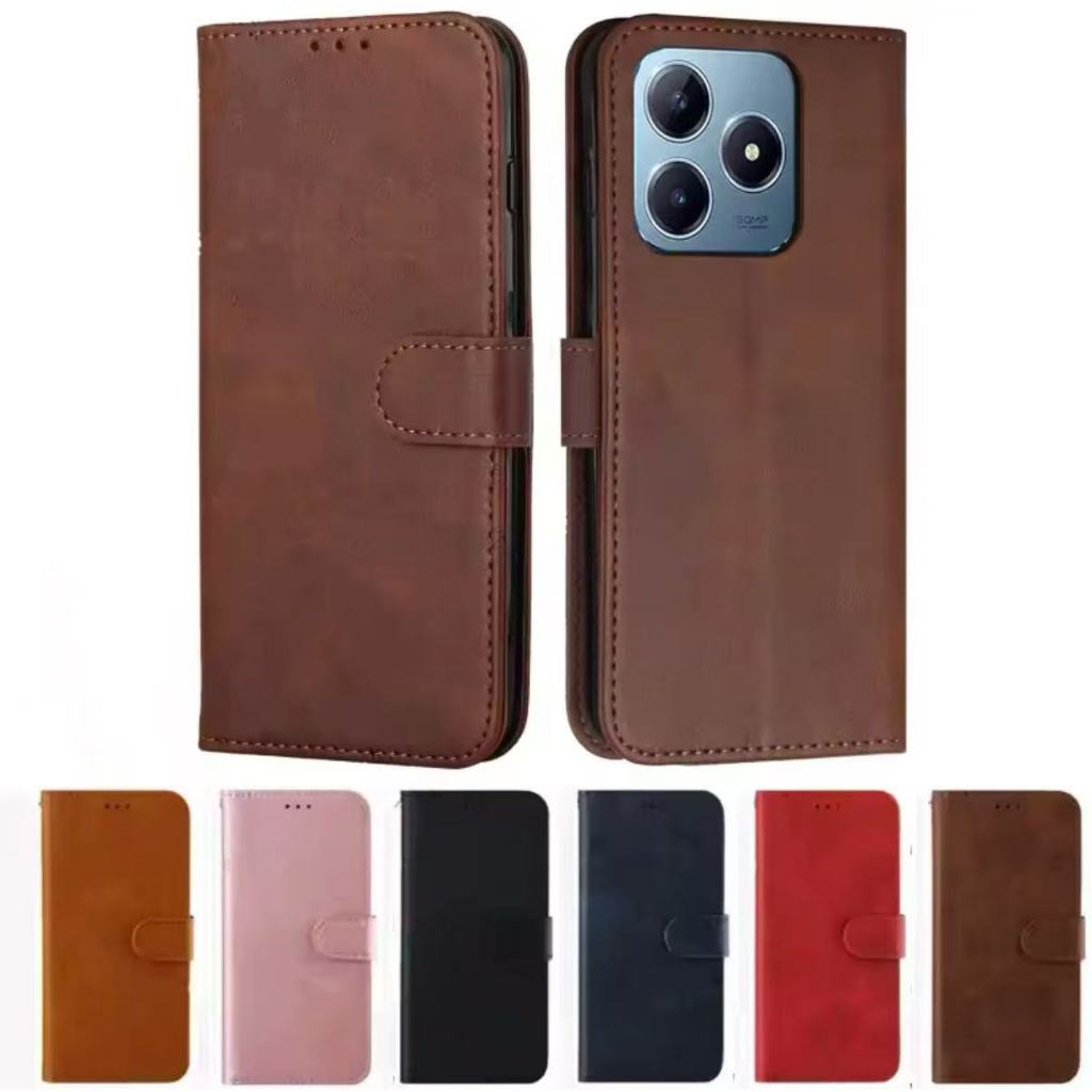 เคสแบบพับได้สำหรับ Oppo Realme C65 C61 C63 Note60 Realme C51 C53 C55 Note50 เคสกระเป๋าหนัง ใส่บัตร แม่เหล็กล็อค แถมสาย