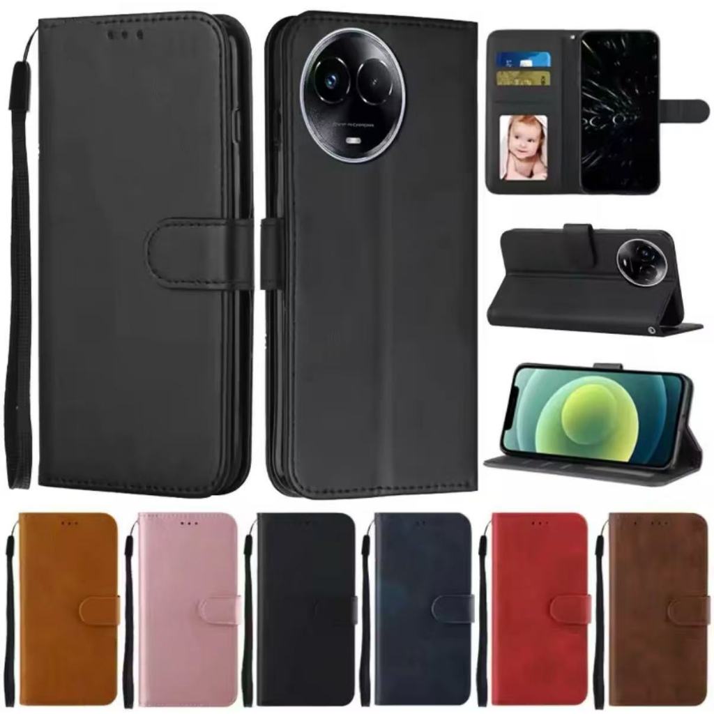 เคสแบบพับได้สำหรับ Oppo Realme 11 11X 11Pro 11ProPlus Realme C67 เคสกระเป๋าหนัง ใส่บัตร  แม่เหล็กล็อค แถมสาย