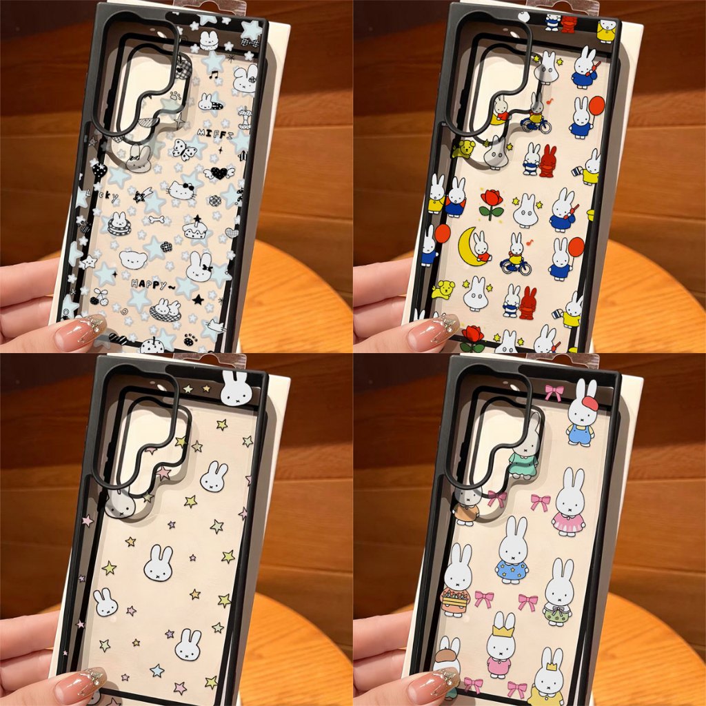 กระต่ายการ์ตูน เคส For Samsung A57 A07 A17 A16 A06 A05 A05S A36 A54 A55 A15 A56 A35 A34 A37 S26 อะคริลิกฝ้า เคสโทรศัพท์