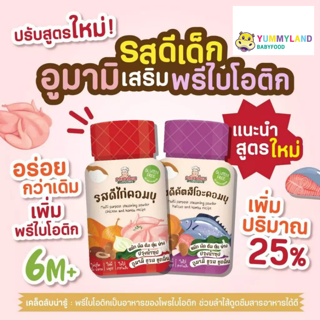Klomkloam กลมกล่อม รสดีเด็ก ผงปรุงเอนกประสงค์​ รสไก่คอมบุ รสปลาคัตสึโอะ​ ​