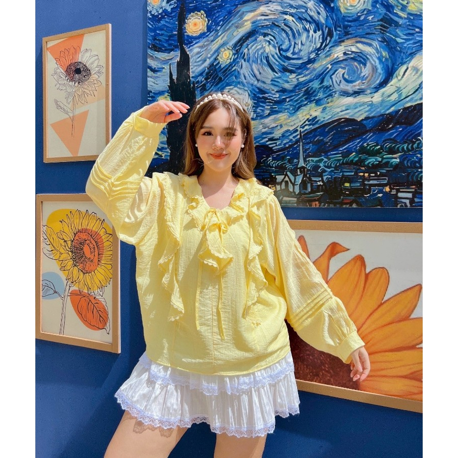 BOWIE BLOUSE เสื้อระบายลูกไม้สาวอวบ