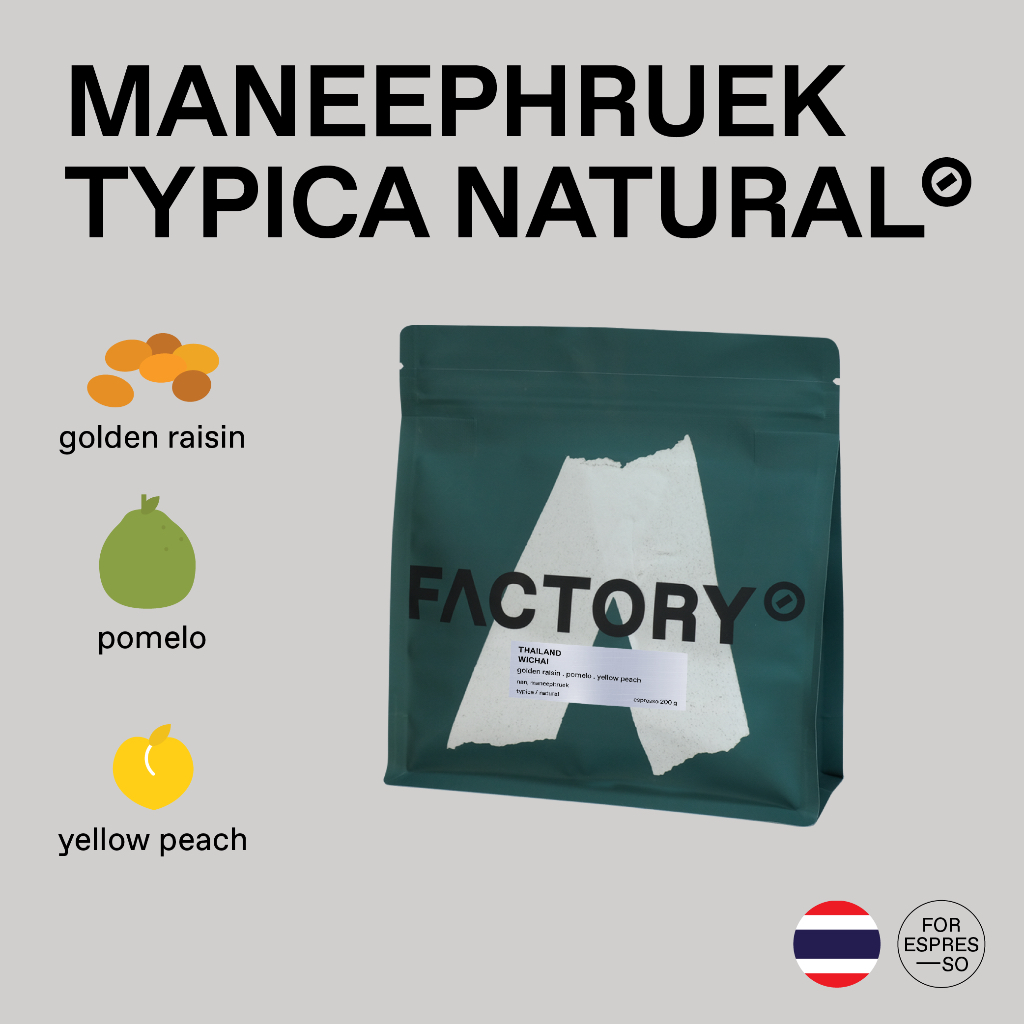 Factory Coffee เมล็ดกาแฟ Maneephruek - Wichai (Typica) l Natural Process (บรรจุ200g)