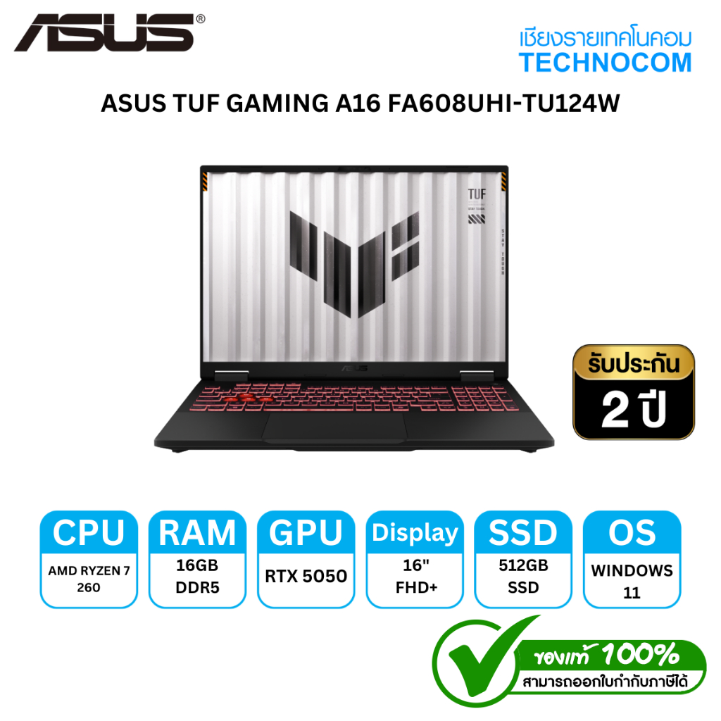 ASUS TUF GAMING A16 FA608UHI-TU124W R7 260/16GB/512  M.2/16'' WUXGA/RTX5050/WIN11 H