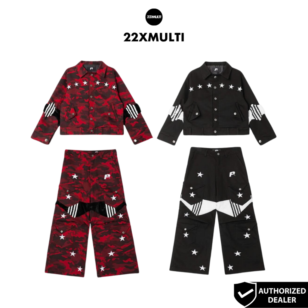 PHONCHAY - STAR CAMO JACKET / RED/ STAR JACKET / BLACK/ STAR CAMO PANTs / RED/ STAR PANT