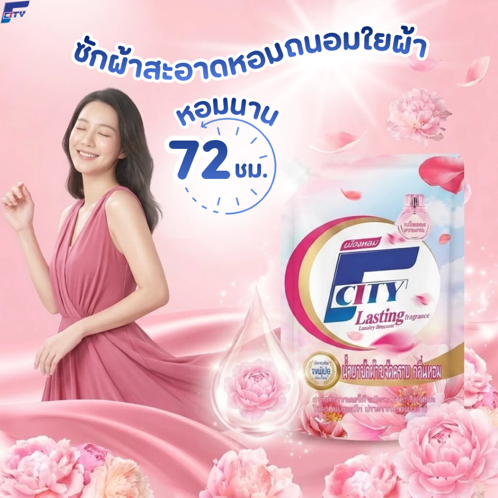 【ซื้อ1แถม1】【1.2L】น้ำยาซักผ้า F-City กลิ่นดอกไม้ หอมติดทนยาวนาน72ชั่วโมง ขจัดคราบสกปรกได้อย่างล้ำลึก thumbnail 6