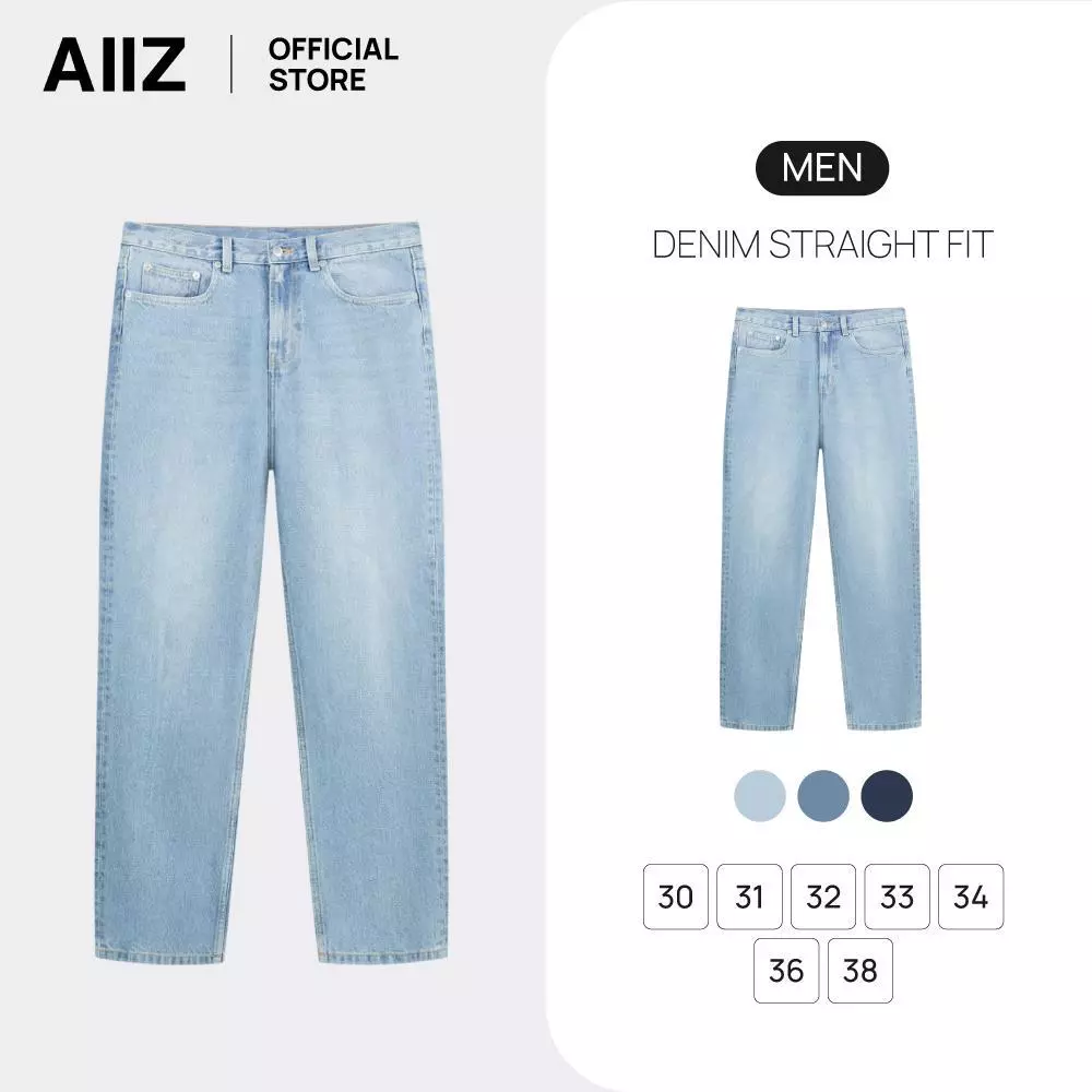 AIIZ (เอ ทู แซด) - AIIZ กางเกงยีนส์ผู้ชายขายาว ทรงขาตรง AIIZ Men's Denim Straight fit