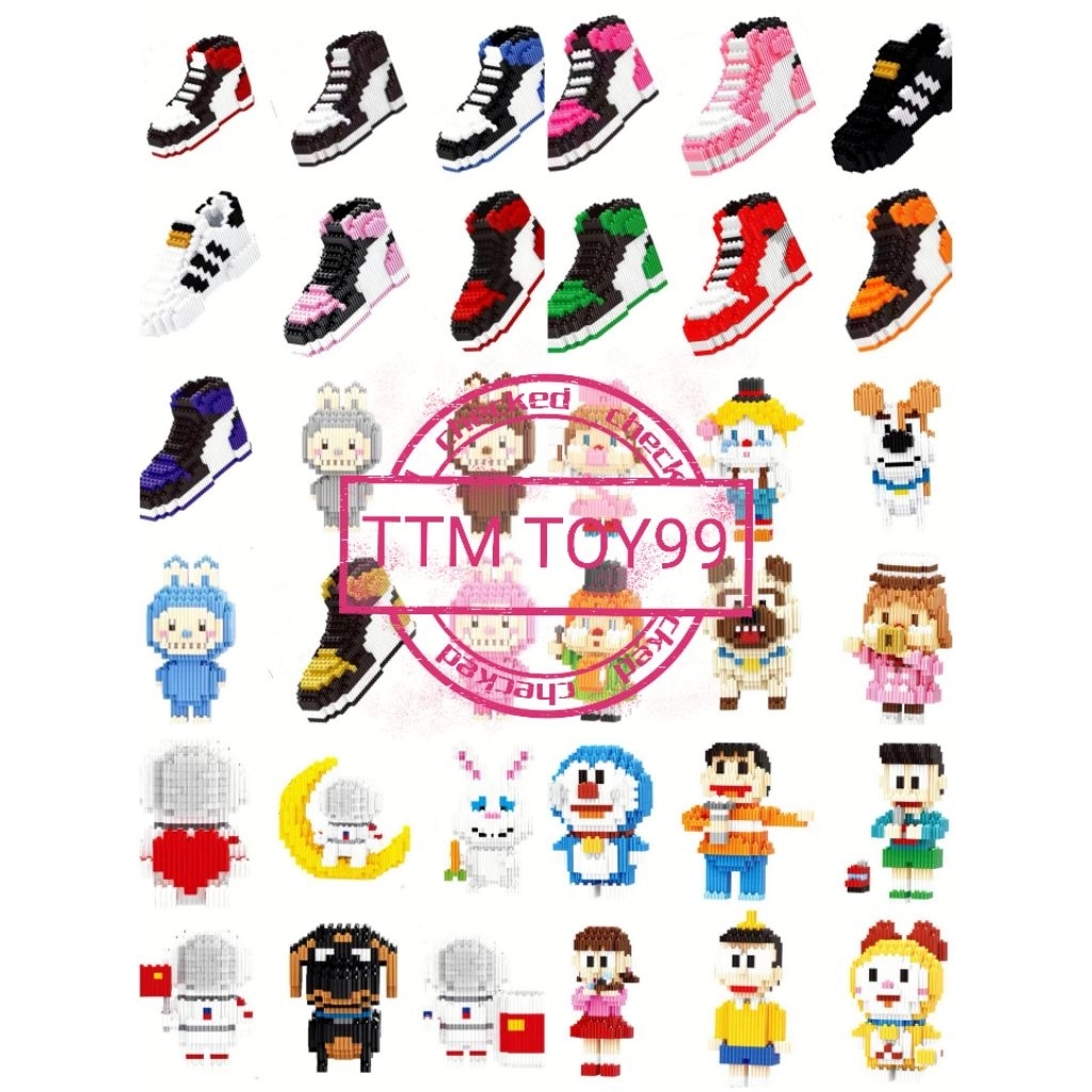 ตัวต่อ​ รองเท้า ตัวต่อเเบบเฟือง​ 14​แบบ​ โดเรม่อน​ มนุษย์อวกาศ​ ลาบูบู้​ คลายเบบี้​ น้องหมา​ พร้อมส่งจากไทย