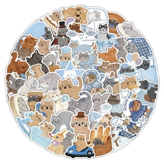 [พร้อมส่ง] 55 ชิ้น PVC Sticker สติกเกอร์ DIY ลาย การ์ตูน แมว ลูกแมว น่ารัก ฮีลใจ Cute Healing Cat Kitten