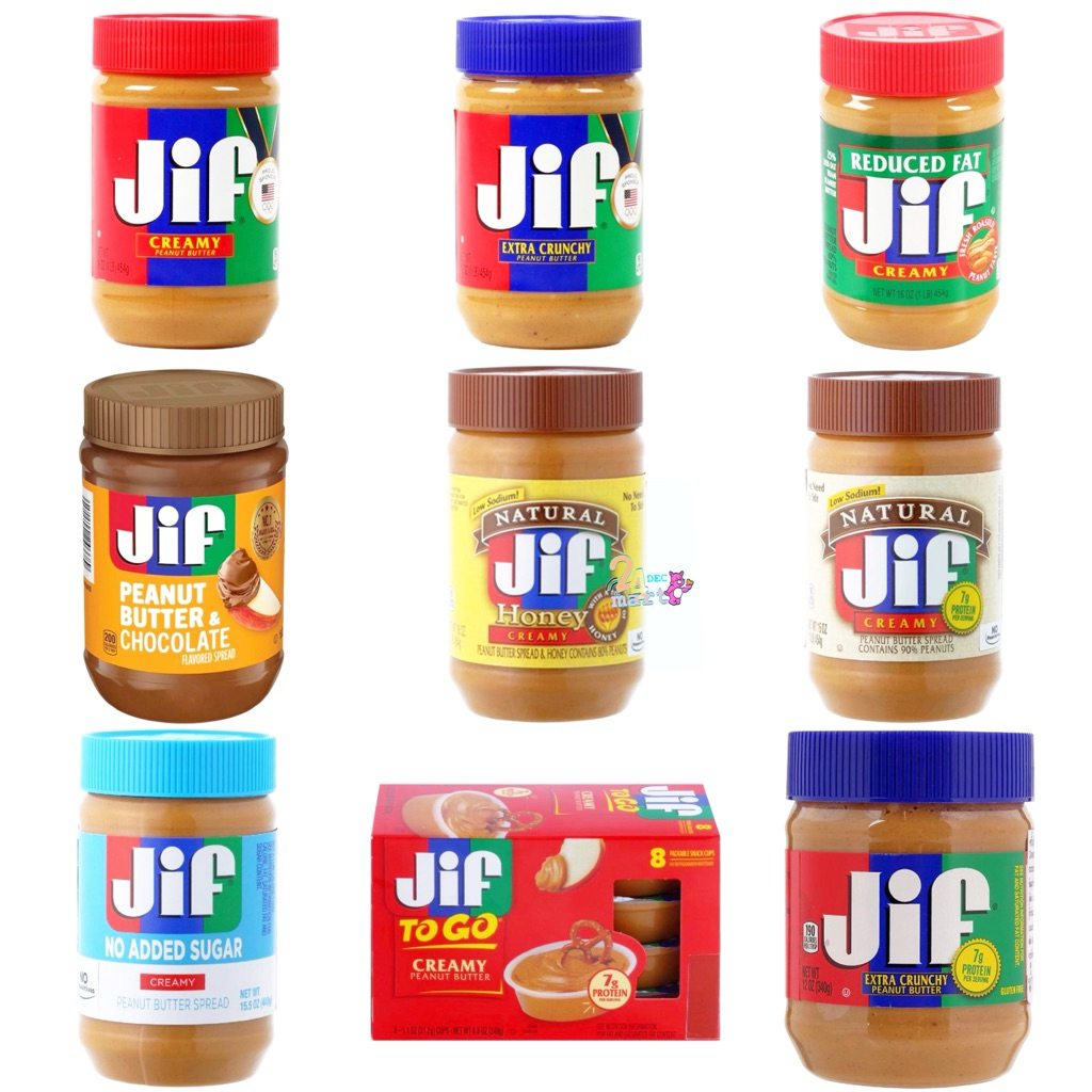 Jif Peanut Butter ( หลายแบบ ) จิฟ พีนัตบัตเตอร์ เนยถั่วลิสง 340 / 454 กรัม